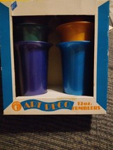 Vintage Set Of Six Art Deco 12 Oz Tumblers vivid Colors Made In Taiwan J... - £15.81 GBP