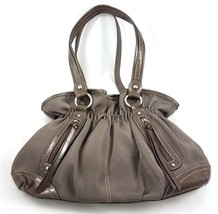 Clarks Slate Green Brown Purse Shoulder Bag Medium Size Double Strap Zippers - £15.82 GBP