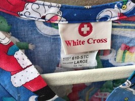 White Cross Women&#39;s L Snowmen Santa Elves Nursing Scrub Top Uniform 2 Pk... - £13.84 GBP