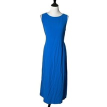 Eileen Fisher Long Midi Dress 100% Silk Blue Tie Back Waist Split Women&#39;s Size S - £72.34 GBP