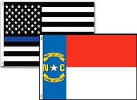 K&#39;s Novelties 3x5 USA Police Blue North Carolina State 2 Pack Flag Wholesale Set - £7.74 GBP