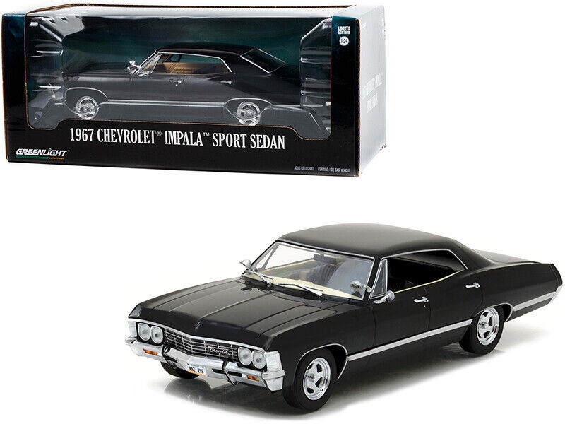 1967 Chevrolet Impala Sport Sedan Tuxedo Black 1/24 Diecast Model Car Greenlight - £34.04 GBP