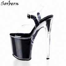 Perspex Heels Sandals Summer Custom Color Ankle Strap Open Toe Platform Elegant  - £164.61 GBP