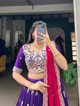 Blue Wedding Lahenga Choli For Women, Bollywood Indian Lehenga with Dupa... - $80.00