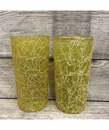 Vintage Color Craft Shat-R-Pruf Spaghetti String Glass 2 Yellow Tumblers... - $28.59 CAD