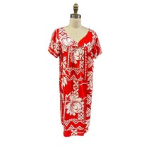 VTG Waltah Clark Pomare Tahiti Red Cotton Muumuu Caftan Dress Liberty Ho... - $94.00
