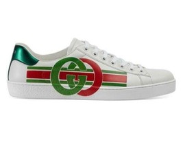 NEW GUCCI Ace Interlocking GG Trainers/Sneakers, White/Green/Red (UK 7.5... - $499.95