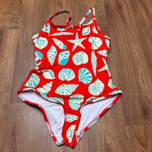 Hanna Andersson Womens Red Seashell One Piece Swim Suit High Cut Leg Siz... - £22.10 GBP