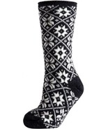 New MEMOI Holiday Snowflake Plush Lined SLIPPER SOCKS Black Women&#39;s Size... - £15.25 GBP