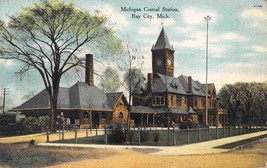 Michigan Central Railroad Depot Station Bay City Michigan 1910c postcard - £6.29 GBP