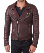 Mens Leather Jacket Stylish Genuine Lambskin Motorcycle Bomber Biker Jac... - $2,199.78 MXN