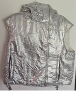 Womens L Ralph Lauren Sport Metallic Silver Puffy Puffer Hooded Hoodie Vest - €16,14 EUR