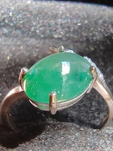 Icy Ice Dark Green 100% Natural Burma Jadeite Jade Ring # 925 Sterling Silver # - £449.09 GBP