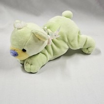 7&quot; TYKES Carters Green Stuffed Plush Teddy Bear Cuddle Me Ribbon Toy Rattle - $19.79