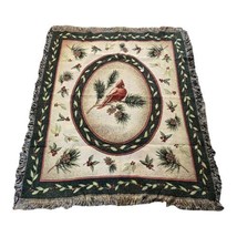 Red Cardinal Pine Bough Cabin Christmas Bird Floral Tapestry Throw Blanket 51x62 - £44.69 GBP