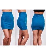 NEW Coutori Teal Solid Striped Bandage Mini Pencil Skirt Size S M L  - £11.20 GBP