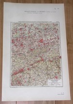 1924 Original Vintage Map East Ruhrgebiet Ruhr Dortmund Bochum Wuppertal Germany - $28.85