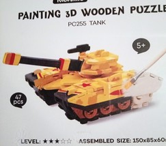 New. Hands Craft DIY 3D Wooden Puzzle with Paint Kit: Tank Factory Wrapped. - $11.76