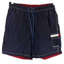 TOMMY HILFIGER Mens Cargo Swim Trunks Bathing Suit Navy Blue Large Draws... - $23.76