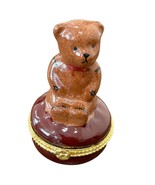 Handcrafted Silvestri Teddy Bear Trinket Box With Gold Trim &amp; Porcelain ... - $9.60