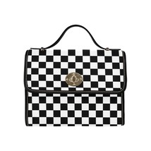 Chess Checkered Black White Wednesday Theme Waterproof Canvas Bag Laptop... - £27.97 GBP