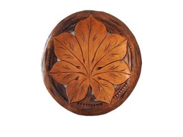 Vintage Solid Wood Hand Carved Plate Sculptured Round Tray Poland - £38.03 GBP