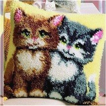 Purrfectly Crafted Cat Haven - DIY Latch Hook Yarn Kit for Pillow Rug Pa... - $62.32