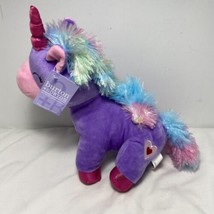 Burton + Burton Purple Plush Unicorn with furry mane and Hearts NWTS - £5.90 GBP