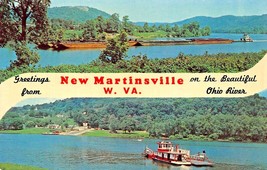 New Martinsville Wv~On The Beautiful Ohio Rvr~Split View Greetings From Postcard - £3.95 GBP