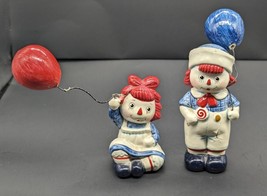 Vintage Fitz And Floyd Raggedy Ann And Andy  w/ Balloons  Figurines 1972 - £9.20 GBP
