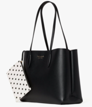 Kate Spade All Day Large Tote Black Leather + Polka Dot Pouch PXR00297 $... - $133.64