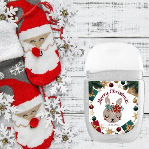 Personalized Christmas Stocking Stuffer Hand Sanitizer Labels,  Christma... - $9.47
