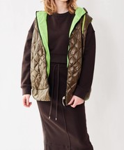 Herno mesh lined quilted hoodie vest in VERDE MILITARE - $392.00