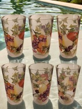 Lucite Acrylic Highball Summer Glassware x 6 MCM Fruit Pattern Outdoor S... - $57.98
