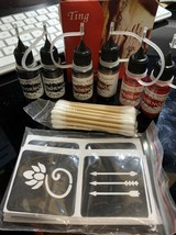 Temporary Tattoo Kit Ting  Gel Tattoos 6 Bottles Brown/Black/Red - $9.78