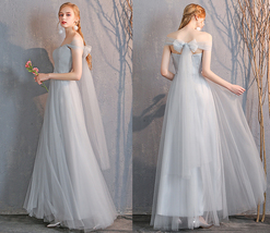 Light Gray Floor Length Maxi Dress Custom Plus Size Bridesmaid Dress image 3