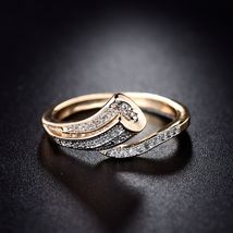 18K Gold Natural Diamond Bague Ring Anillos Bizuteria 18K Yellow Gold Diamond Ri - £18.94 GBP
