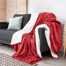 Sherpa Bed Blanket Throw Size Red 480Gsm Plush Blanket Fleece Reversible Blanket - £30.63 GBP
