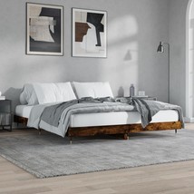 Bed Frame Smoked Oak 140x200 cm Engineered Wood - $86.42