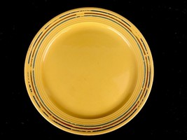 Bauer Pottery Los Angeles Yellow Round Chop Plate Painted Rings Vintage 13&quot; - £33.63 GBP