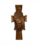 Vtg 21” Rio De Janeiro WOOD CARVED Jesus Christ Crown Thorns Cross Wall Art - $2,431.53 MXN