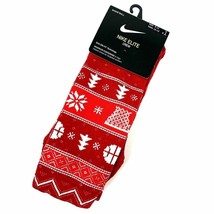 Nike ELITE Crew Basketball Christmas Socks Red/White   LARGE  8-12 NEW - £30.40 GBP