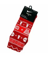 Nike ELITE Crew Basketball Christmas Socks Red/White   LARGE  8-12 NEW - £30.49 GBP