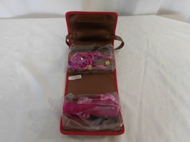 American Girl Doll Brown Red Storage Purse Handle Bag + Brush + Accessories - £18.17 GBP