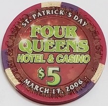 Four Queens Las Vegas St. Patrick&#39;s Day Mar 17 2006 $5 Casino Chip Ltd 500 - £11.95 GBP