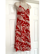 Michael Kors Summer Dress Red White Floral Sleeveless Midi Length Size 6 C2 - $19.79