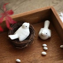 Mini Bird Nest, Little Ceramic Bird, Bird and Egg, Desktop Ornament, Home Decor - £21.80 GBP