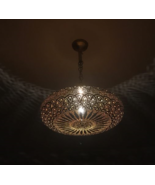 Antique Brass Moroccan  Suspension  Hanging Vintage Ceiling Chandelier F... - $232.65