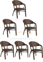 2-Tone Brown Rattan Restaurant Patio Dining Chair Bamboo Aluminum Frame In/Out! - £149.49 GBP+