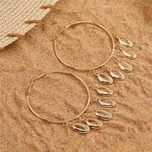 18K Gold-Plated Shell Tassel Hoop Earrings - £9.76 GBP